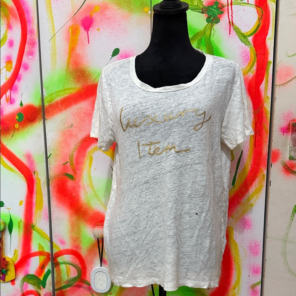 J. Crew White Tee with Gold Script